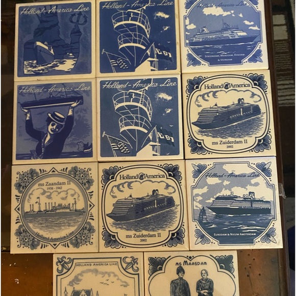HOLLAND AMERICA CRUISE LINE Ceramic Tiles Tray Serving 11 tiles Delft - Picture 1 of 9